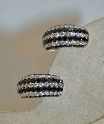 2 Ct Round Cut Simulated Black Diamond Wedding Hoop Earrings 925 Sterling Silver - Image 3 of 4