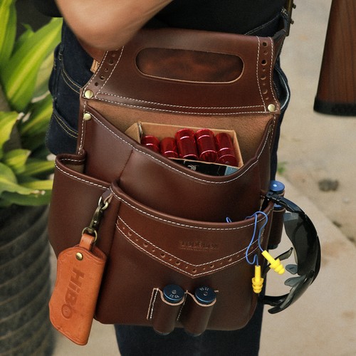 Tourbon Leather Cartridges Bag Shells Holder Case Clay Shooting Ammo Carry Pouch - Picture 18 of 24
