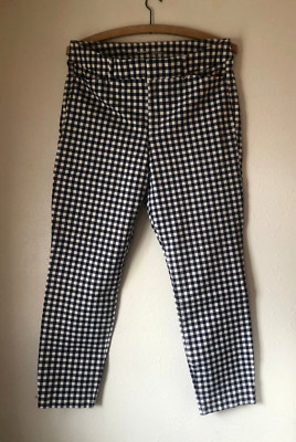 OLD NAVY Pixie High Rise Secret-Slim-Pockets PANTS, Stretchy, Blue White Gingham