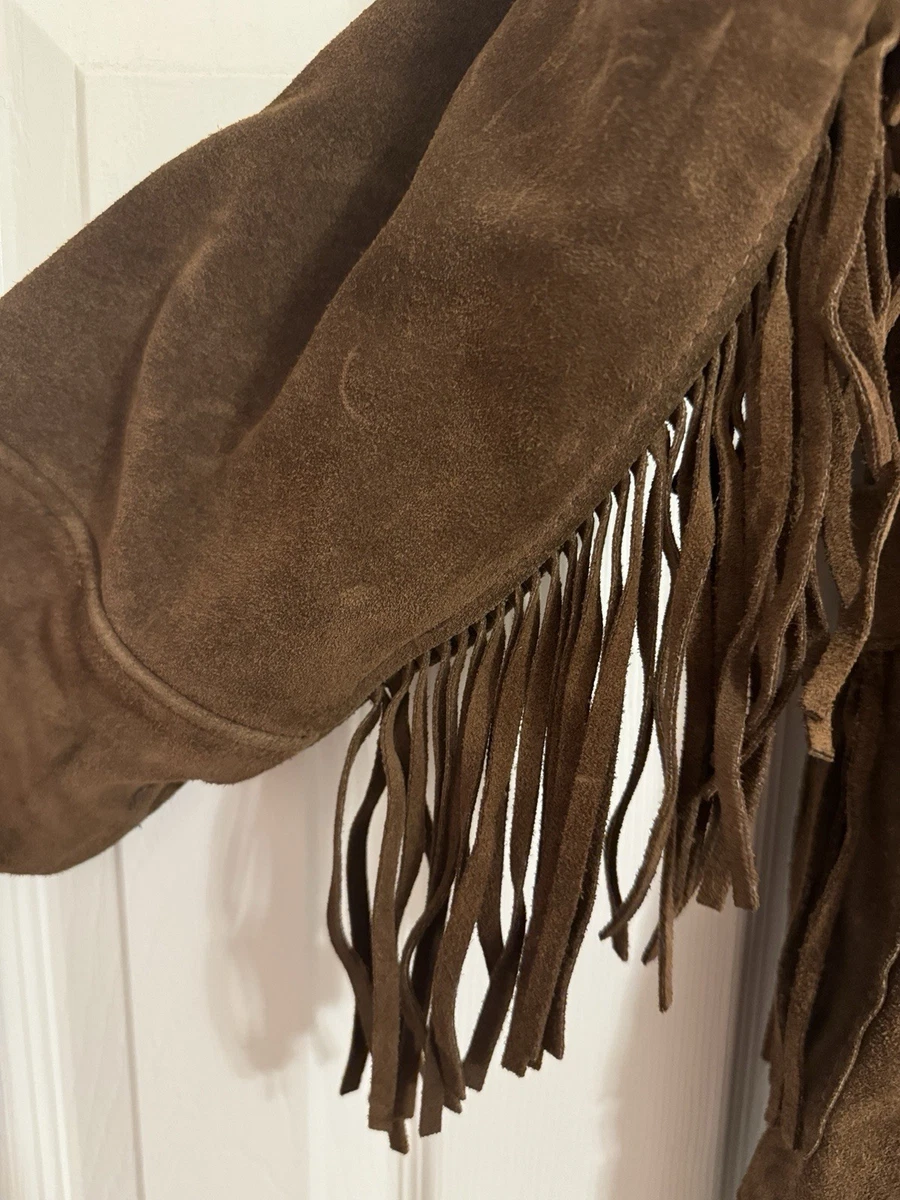 Chaqueta de cuero de gamuza con flecos occidentales Schott Rancher Hecha en EE. UU. Talla 42