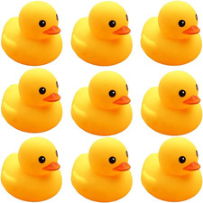 Yellow Rubber Ducks, 10Pcs Preschool Bath Toys Bathtub Floating Squeaky Duckies