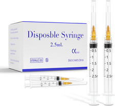 100 Pack 2.5ml Plastic Luer Lock Syringa with Needles 25 Ga 1 transparent..