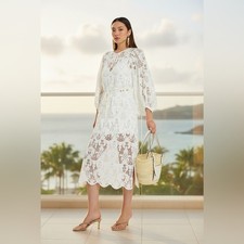 Zimmermann Coco Lace Midi Dress Ivory size 3 (large)