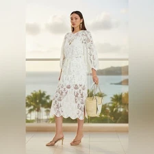 Zimmermann Coco Lace Midi Dress Ivory size 3 (large)