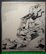 Vintage 1940/50s Uncle Sam Welfare State Original Political Art