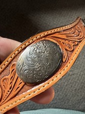 VINTAGE Leather BELT Circle Y Hand Made In Texas Fits 32-34" Waist 38" In Lenght