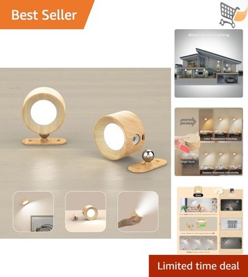 2 Pack LED Wall Lamps Rechargeable Cordless 3 Brightness 3 Color Temp