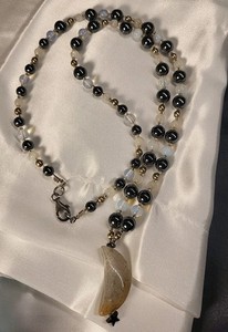 Y2k Gemstone Witchy Astrological Necklace W Quartz Opalite 925 Sterling 24” [G9]