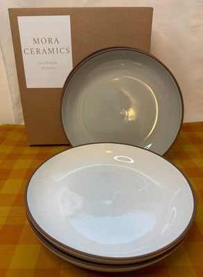 Mora Ceramic 30oz  Pasta Bowl S/4 Vanilla White & Earl Grey