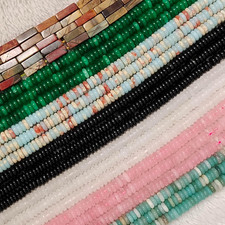 167 Pcs 2x6mm Green Dyed Jade Stone Bead Smooth Rondelle Gemstone Beads for J...