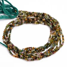 Natural Multi Tourmaline Gemstone Round Micro Faceted Beads 2.5-3mm Strand 12.5"