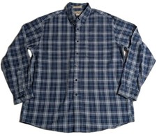 L.L.Bean Traditional Fit Flannel Shirt Large - Blue Plaid 100 Cotton Button Up