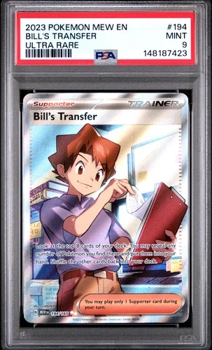 2023 POKEMON MEW EN-151 ULTRA RARE #194 BILL'S TRANSFER PSA 9