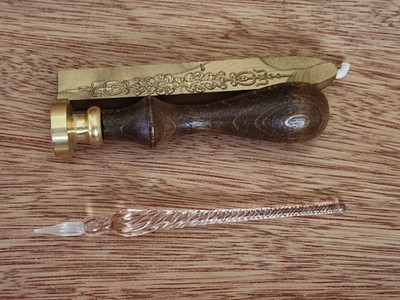 Cherub Seal Stamp Wax Stick Glass Dip Pen Calligraphy Letter Writing Vintage Lot