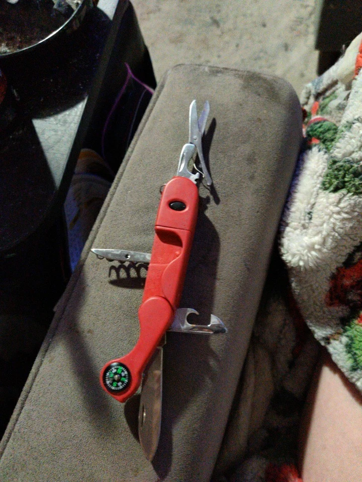 Red Multi-Tool Swiss Army Knife with Scissors and Compass - Image 2 of 4