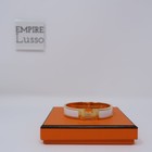 $810 HERMES CLIC CLAC H NARROW ENAMEL BRACELET Pink Rose Candeur GHW