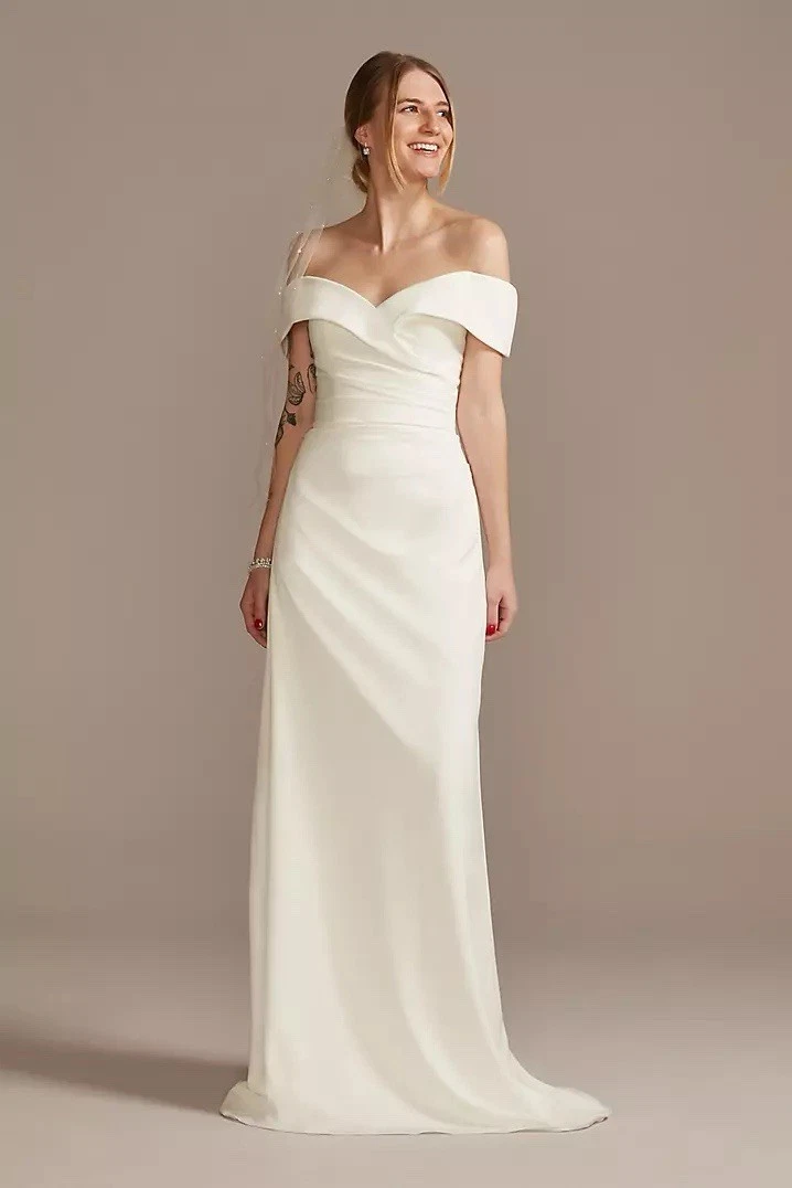 David's Bridal Portrait/Off-Shoulder Wedding Dresses for sale | eBay