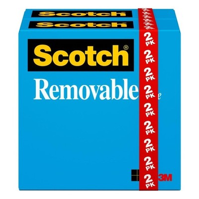 Scotch Removable Tape 3/4 x 1 296 Clear 2 Rolls Model 811-2PK Core