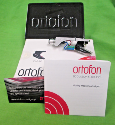 ORTOFON OM 5E CARTRIDGE & STYLUS  ON CHROME PLATED TYPE TECHNICS TYPE HEAD SHELL