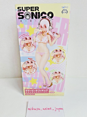 Super Sonico Summer Beach Figure Colorful Macaron Taito Strawberry Unopened Rare
