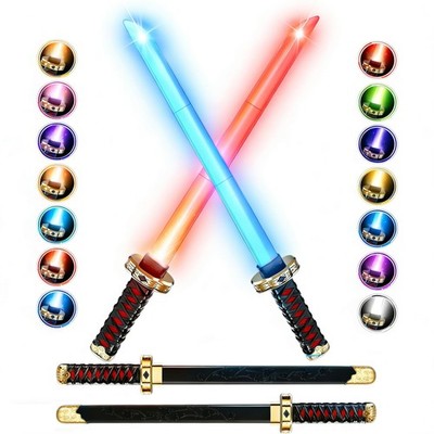 2-Pack Rechargeable Light Up Swords for Kids   15 Colors, Light & Sound FX, R...