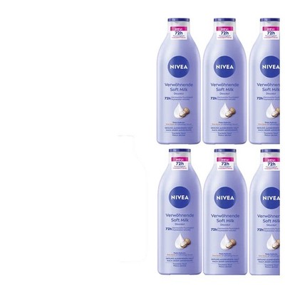 6x400ml Nivea Verwöhnende Soft Milk Creme | 72H Feuchtigkeit | Sheabutter