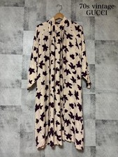 USED EXTREMELY RARE 70S GUCCI LEAF PATTERN SILK DRESS, MADE IN ITALY, SIZE M59