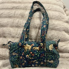 Vintage Vera Bradley Animal Kingdom Blue Print Shoulder Bag Elephant Zebra Plant
