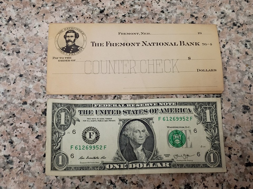 4 Vintage Counter Checks The Fremont National Bank Fremont, Nebraska ...