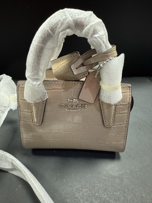 COACH CR209 Andrea Mini Carryall Croc leather bag/Stone Brown/$398