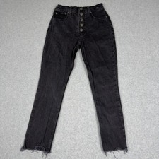 Abercrombie Fitch The Skinny High Rise Button Fly Black Jeans Womens Sz 0s / 25