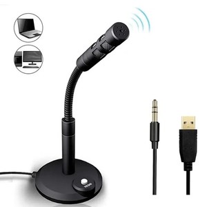 USB Microphone de bureau 3.5mm Omnidirectionnelle PC Ordinateur portable Mic pour ordinateur