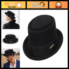 Stylish Pork Pie Hat for Men & Women - Short Brim Fedora, Wool Felt, Size S-M
