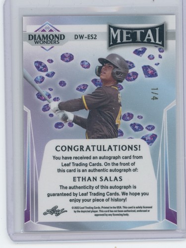 2023 Leaf Diamond Wonders Ethan Salas Red Parallel /4 DW-ES2 - Picture 2 of 2