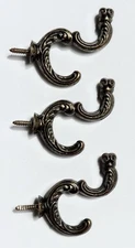 Vintage Brass French Style Robe Towel Hooks Set of 3