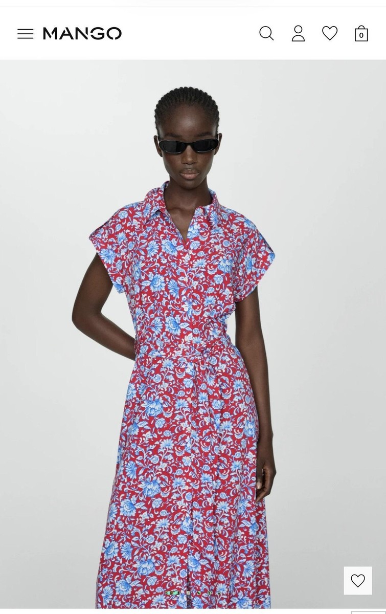 mango red shirt dress Pockets shirt dress