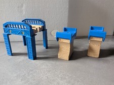 Br&uuml;ckenpfeiler 3er Set Hochbahn Holzeisenbahn Br&uuml;cke Ebenen Erweiterung