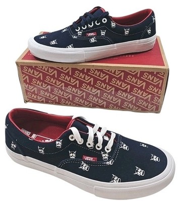 Vans~Men's 10~ Era Pro Kader Sylla Canvas Skull Logo Navy/Red White Sneakers NEW