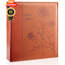 Miaikoe Photo Album 8x10 Clear Pages Pockets Leathe 50 Pockets/1PK, Brown
