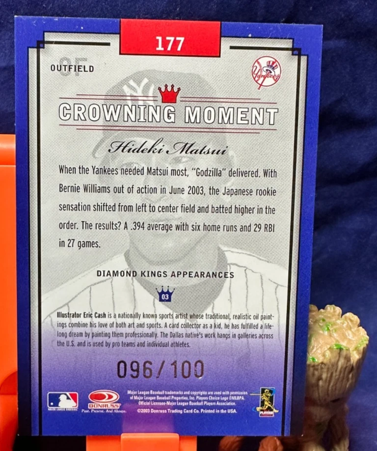 Hideki Matsui Rookie - 2003 Donruss Diamond Kings Rookies & Traded #’d/100 Foto 2 de 2