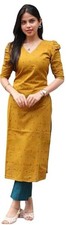 Women's Cotton Slub Top Tunic Kurta Set Indian Designer Ethnic Kurti Pant Set