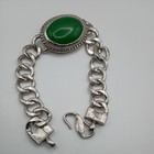 Vintage Handmade Men's Green Onyx Silver Bracelet. 9 inches long. 57g — photo 1