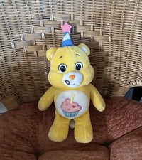 Care Bears Yellow Birthday Bear Stuffed Animal Plush Cupcake Party Hat 12 Cute