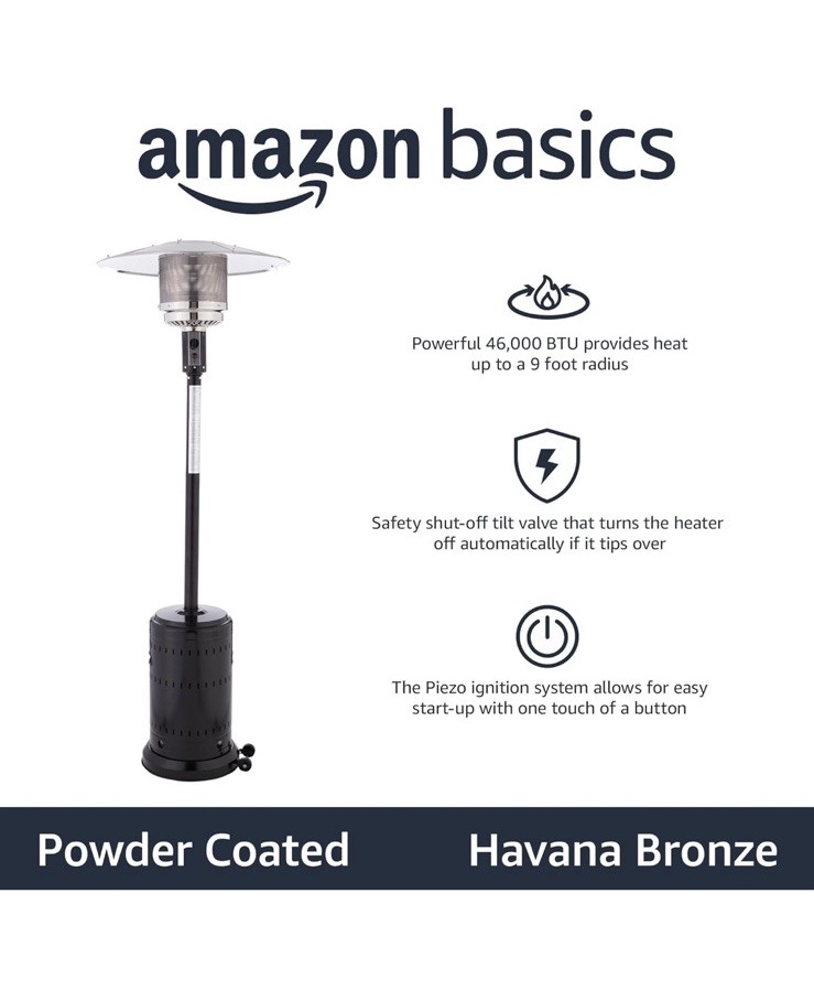 AmazonBasics Outdoor Freestanding Outdoor Patio Heater 62699 for