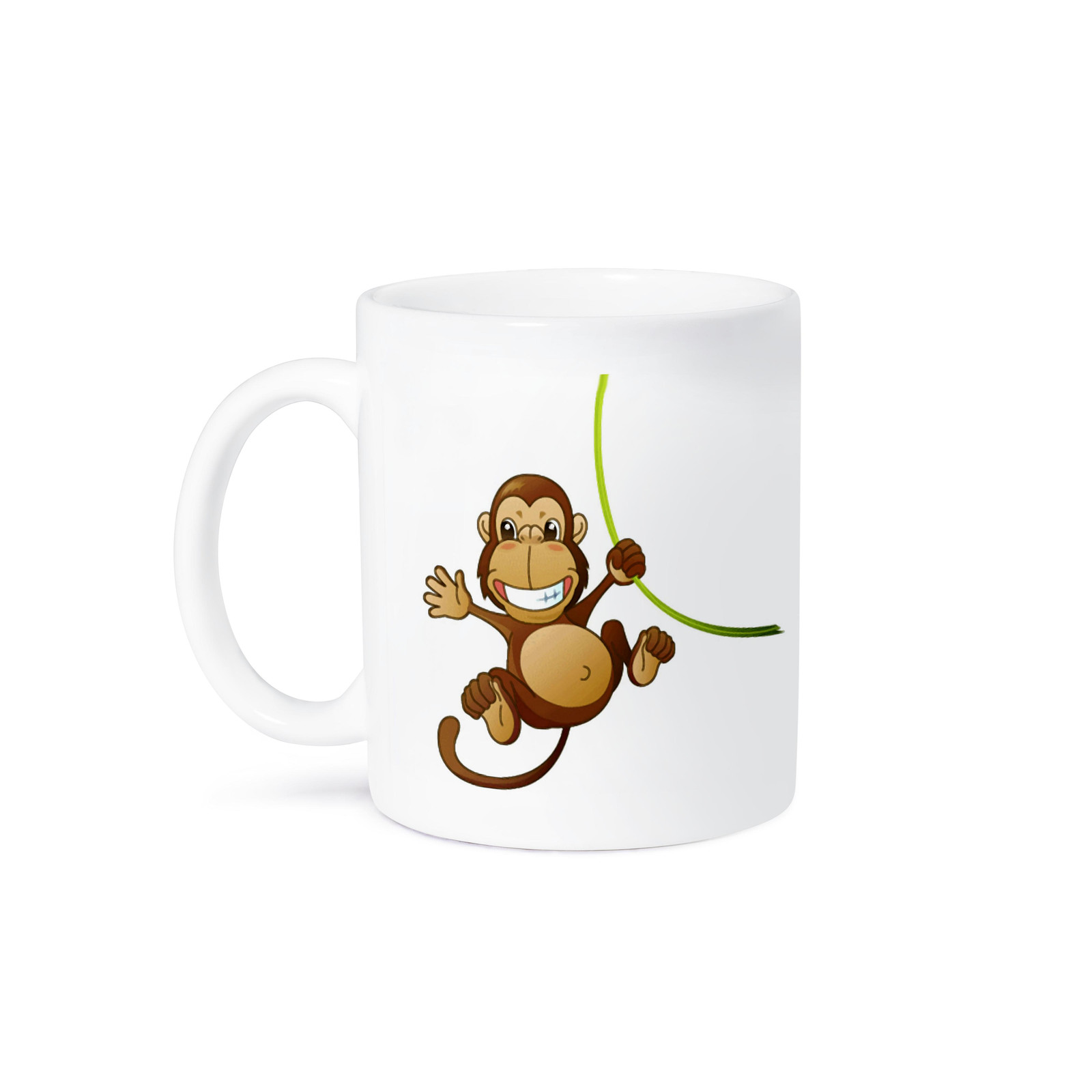 3D Rose Cute Cartoon Monkey on Green Vine Coffee Mug