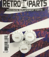 Retro Parts RP215W Volume/Tone Knobs - Fits Strat/White