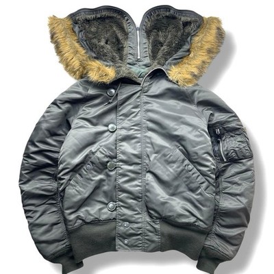 ALPHA INDUSTRIES N-2B Flight Jacket USA Made Men's L Parka Warm Blue