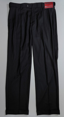 Louis Raphael Men's Navy Super 150's Luxe Twill Pleated Dress Pants Size 35x32