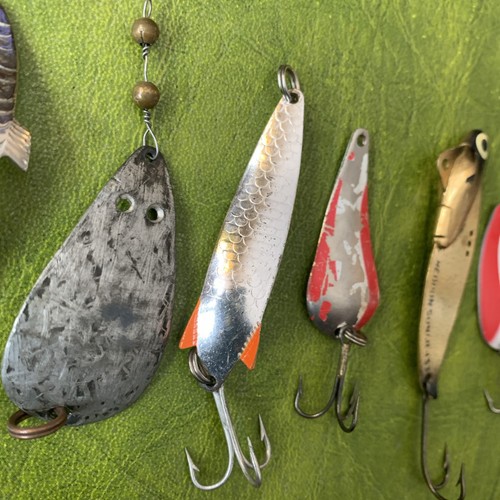 8 Vintage FISHING LURES SWEDEN SPOONS ABU THOMAS KROCODILE HEDDON UNKNOWN PHOEBE - Picture 7 of 15