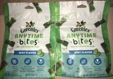2 Greenies Anytime Bites 65 Chewy Dental Mint Dog Treats 10.3 Oz each Bite Size
